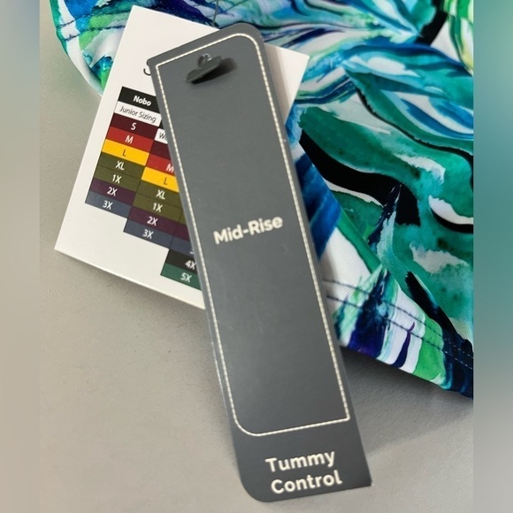 Terra & Sky Blue Green Mid Rise Tummy Control Swimsuit Bottoms Size 1X 16-18 - Picture 4 of 4